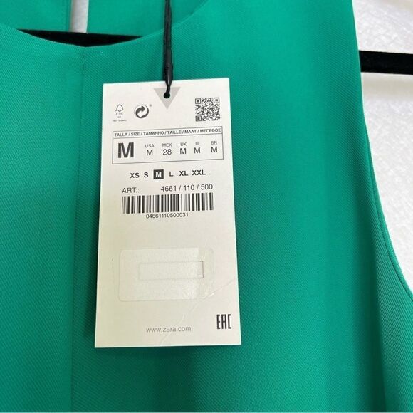 ZARA Flowing Swing Shift Minidress Green M - Picture 4 of 7